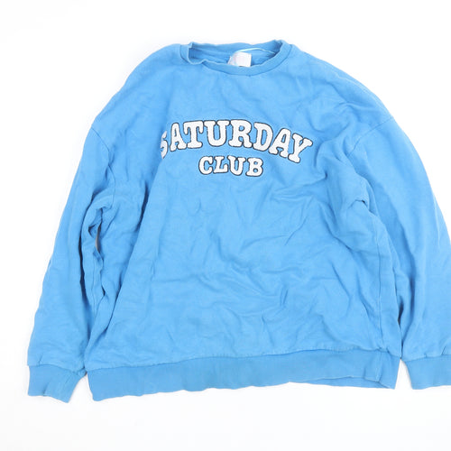 Lavida Women Blue Pullover Sweatshirt Large Crew Neck Casual