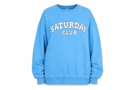Front view of Lavida Women Blue Pullover Sweatshirt Large Crew Neck Casual