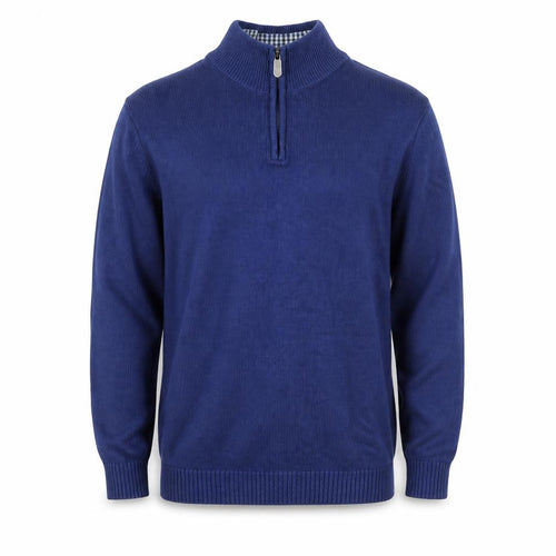 Cotton Traders Men's Blue XL 1/2 Zip High Neck Cotton Jumper