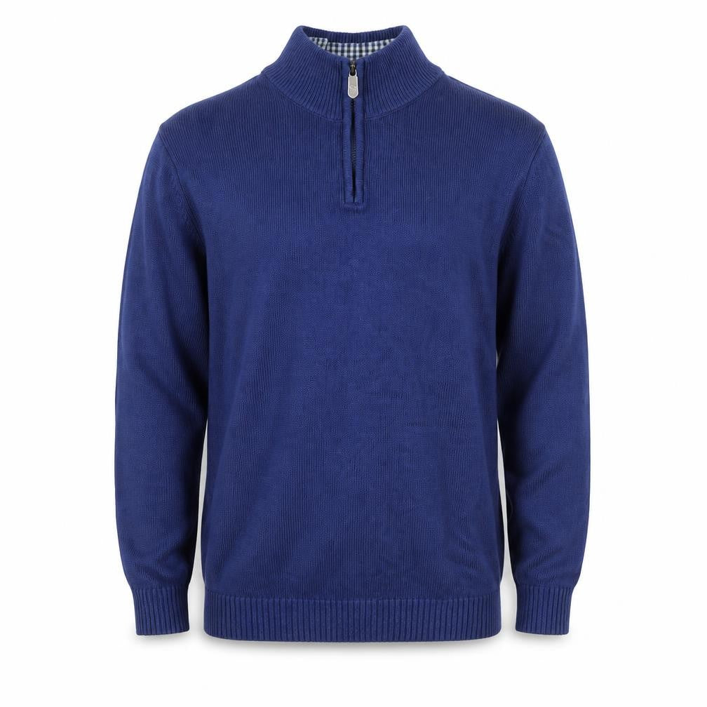 Cotton Traders Men's Blue XL 1/2 Zip High Neck Cotton Jumper
