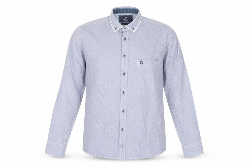 Front view of Hatico Men Blue Cotton Long Sleeve Regular Fit Button-Up Shirt 41
