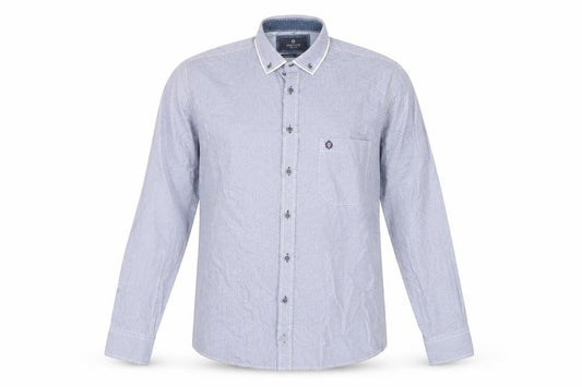 Front view of Hatico Men Blue Cotton Long Sleeve Regular Fit Button-Up Shirt 41