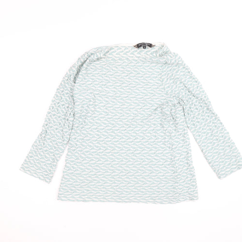 Principles by Ben de Lisi Women's Blue Geometric Long Sleeve Jersey Blouse Size 12