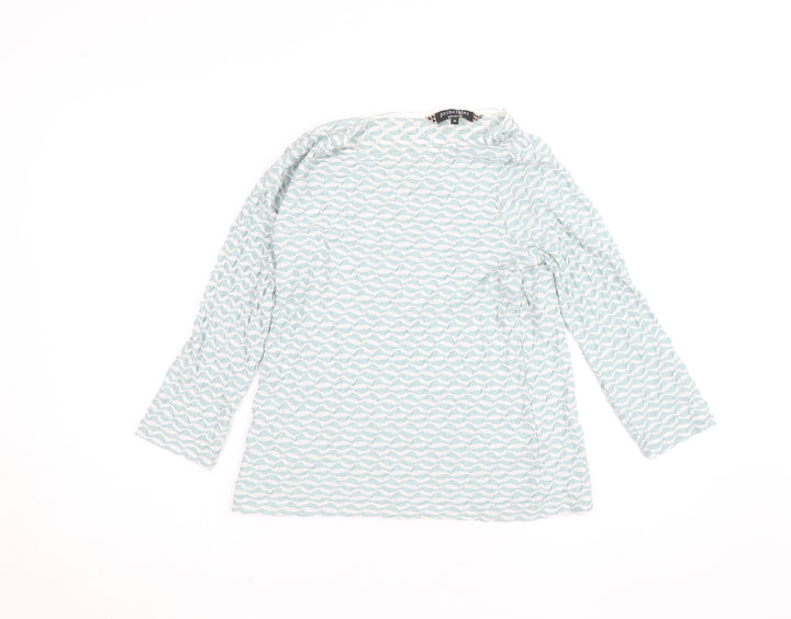 Principles by Ben de Lisi Women's Blue Geometric Long Sleeve Jersey Blouse Size 12