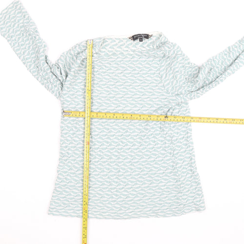 Principles by Ben de Lisi Women's Blue Geometric Long Sleeve Jersey Blouse Size 12