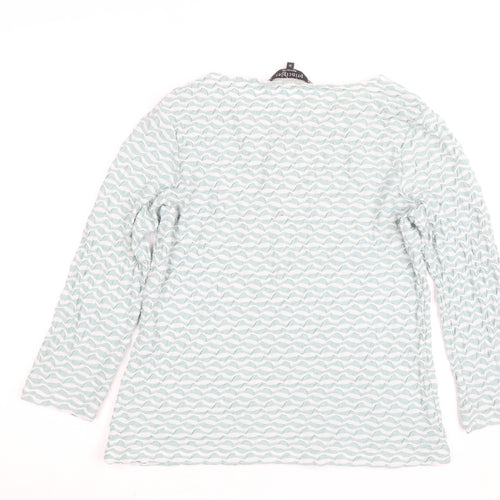 Principles by Ben de Lisi Women's Blue Geometric Long Sleeve Jersey Blouse Size 12