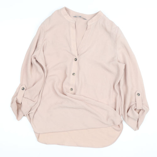 Principles Women Beige Tunic Blouse Size 10 Viscose Long Sleeve