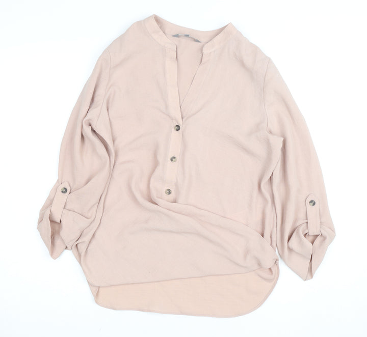 Principles Women Beige Tunic Blouse Size 10 Viscose Long Sleeve