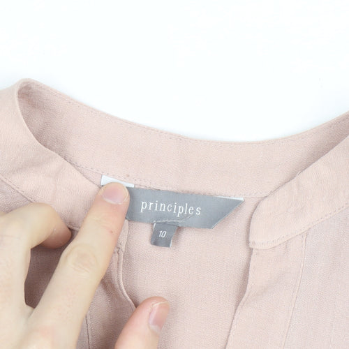 Principles Women Beige Tunic Blouse Size 10 Viscose Long Sleeve