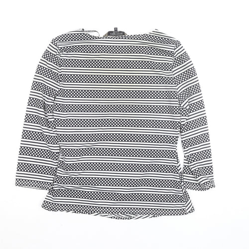 Principles by Ben de Lisi Women's Black White Striped Long Sleeve Jersey Top Size 10