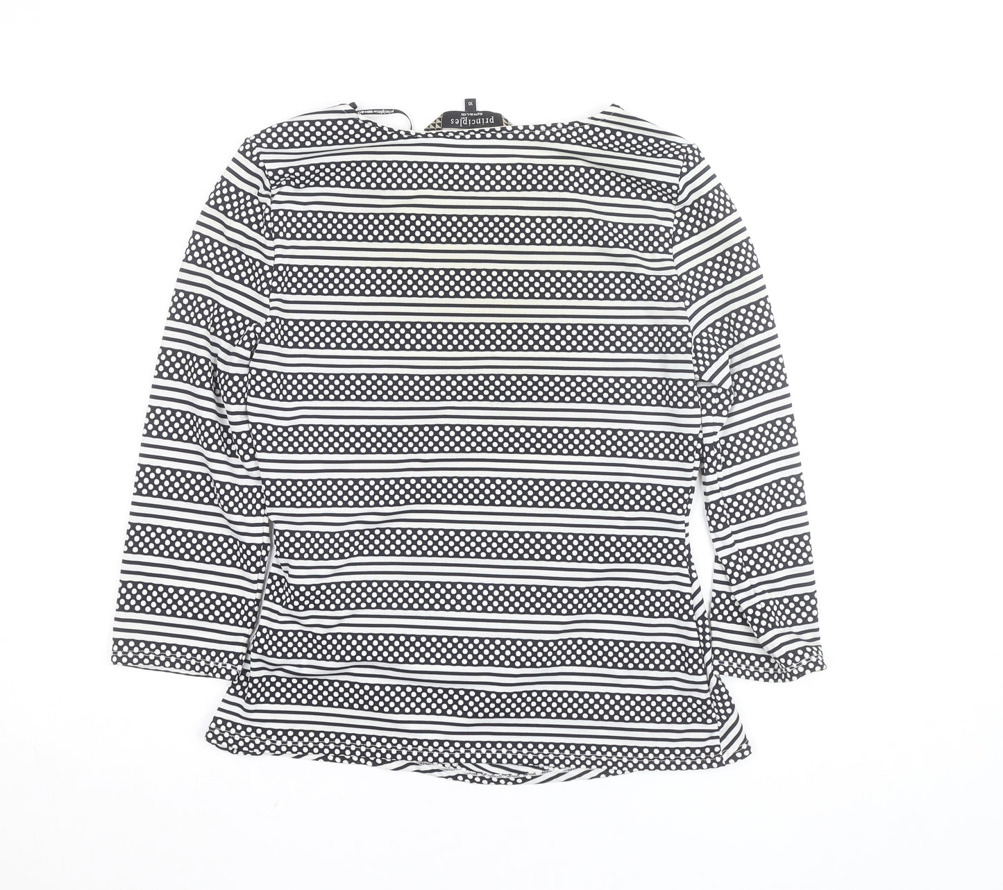 Principles by Ben de Lisi Women's Black White Striped Long Sleeve Jersey Top Size 10