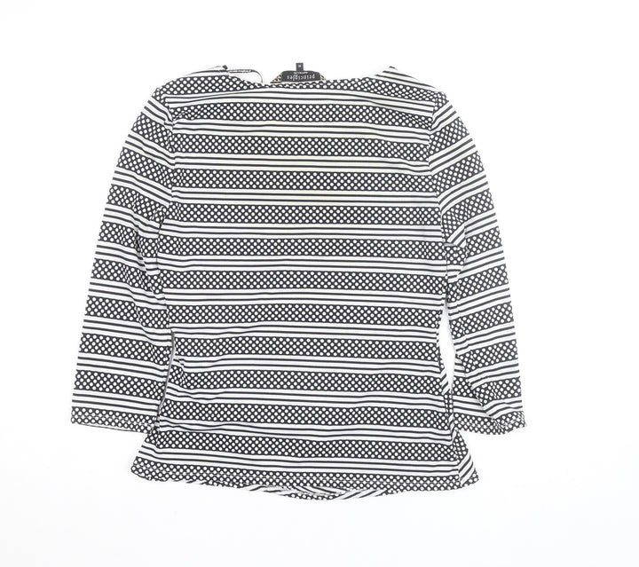 Principles by Ben de Lisi Women's Black White Striped Long Sleeve Jersey Top Size 10