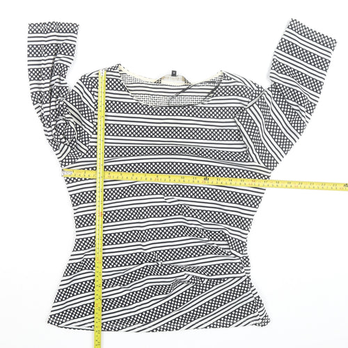 Principles by Ben de Lisi Women's Black White Striped Long Sleeve Jersey Top Size 10