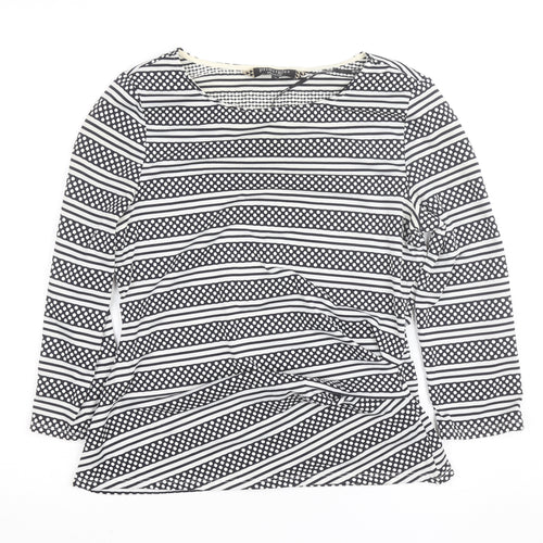 Principles by Ben de Lisi Women's Black White Striped Long Sleeve Jersey Top Size 10