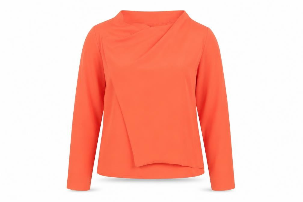 Jacques Vert Women’s Orange Long Sleeve Cowl Neck Blouse Size 12