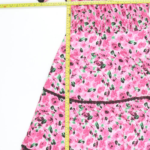 Savida Women's Pink Floral Midi Fit & Flare Dress Size 10