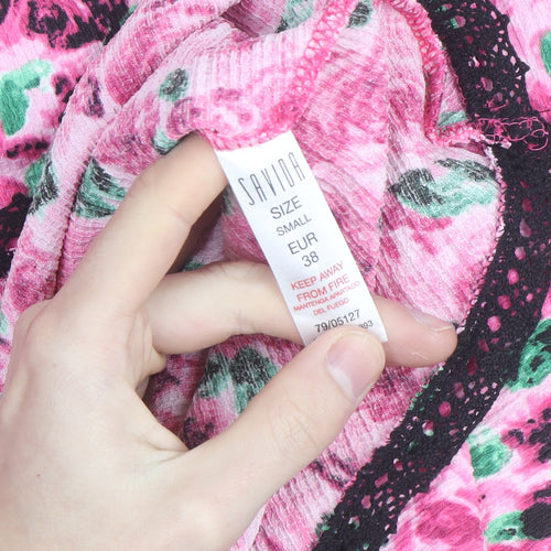 Savida Women's Pink Floral Midi Fit & Flare Dress Size 10