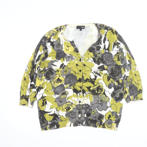 Jobis Women's Multicoloured Floral Button-Up Knit Cardigan XS
