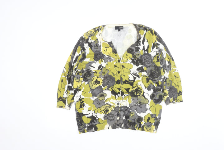 Jobis Women's Multicoloured Floral Button-Up Knit Cardigan XS