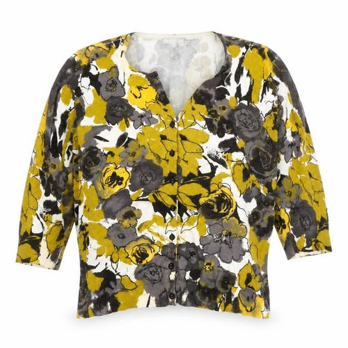Jobis Women's Multicoloured Floral Button-Up Knit Cardigan XS