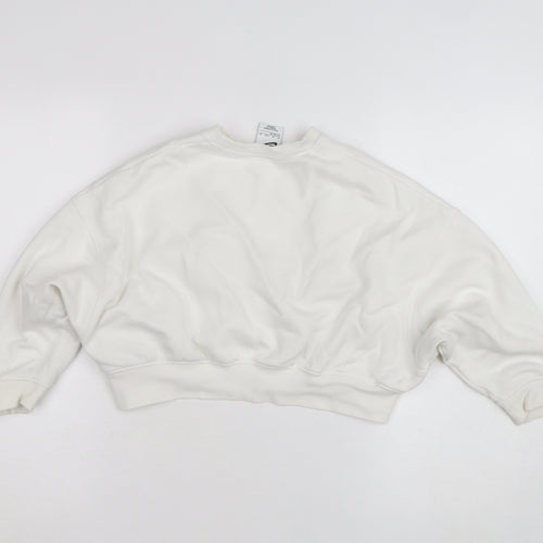 Nike Women’s White Crew Neck Pullover Sweatshirt Size 12 with Logo Print