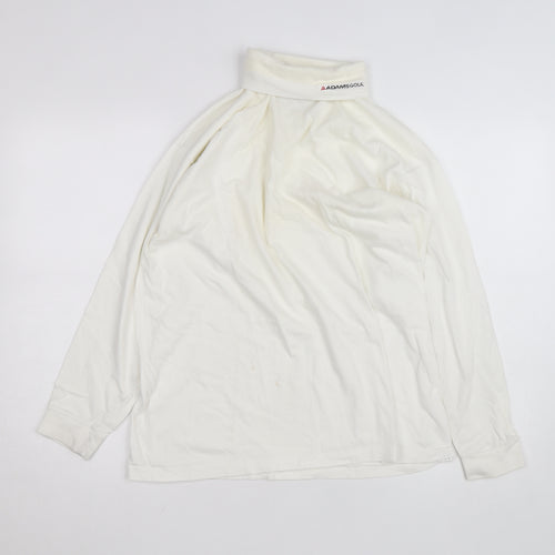 CIQE Mens White Roll Neck Golf Sweatshirt L Long Sleeve Cotton
