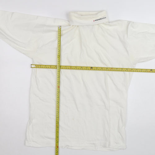 CIQE Mens White Roll Neck Golf Sweatshirt L Long Sleeve Cotton
