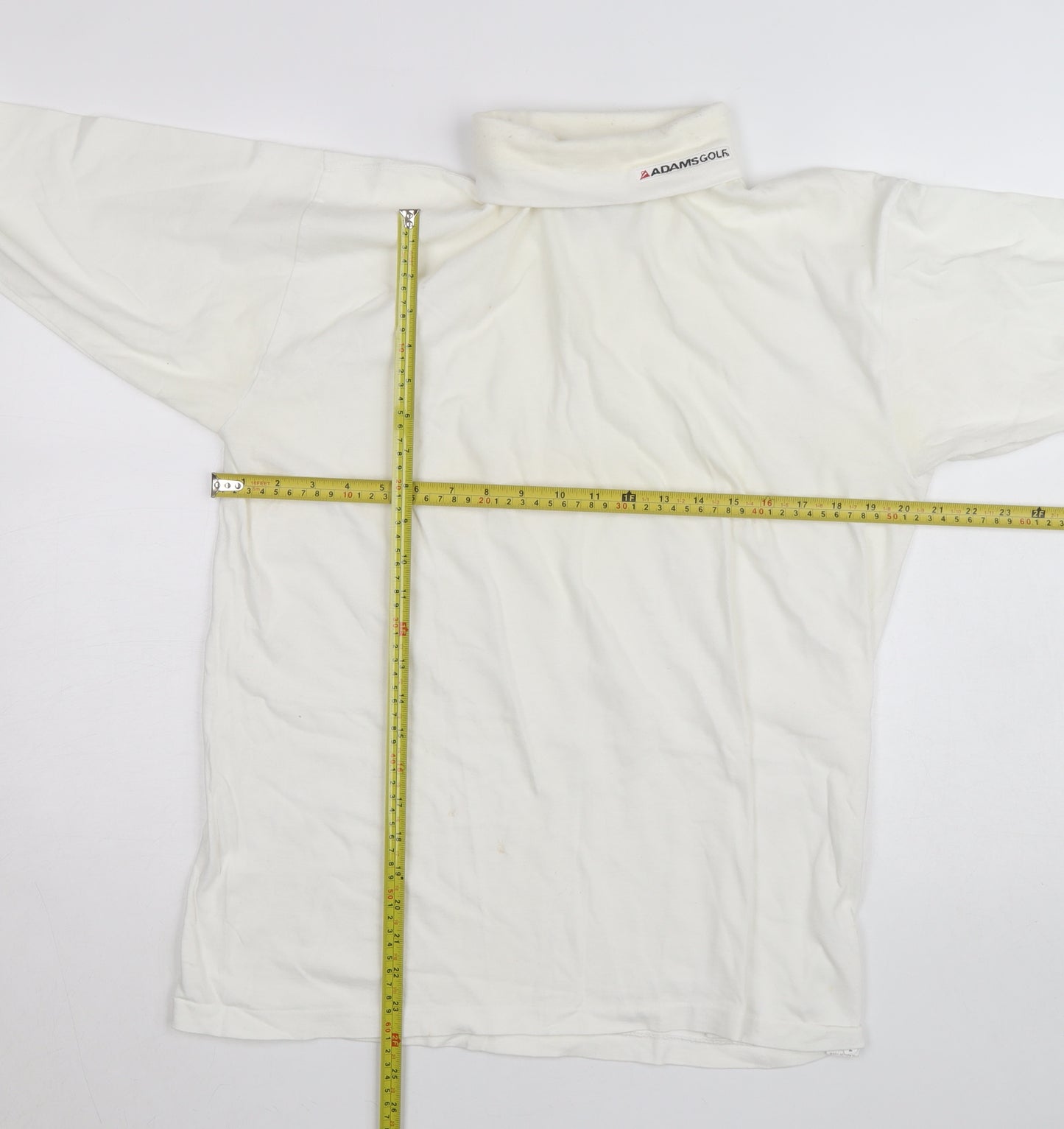 CIQE Mens White Roll Neck Golf Sweatshirt L Long Sleeve Cotton