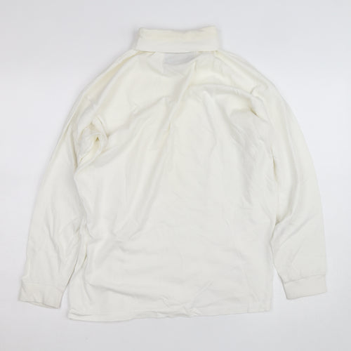 CIQE Mens White Roll Neck Golf Sweatshirt L Long Sleeve Cotton