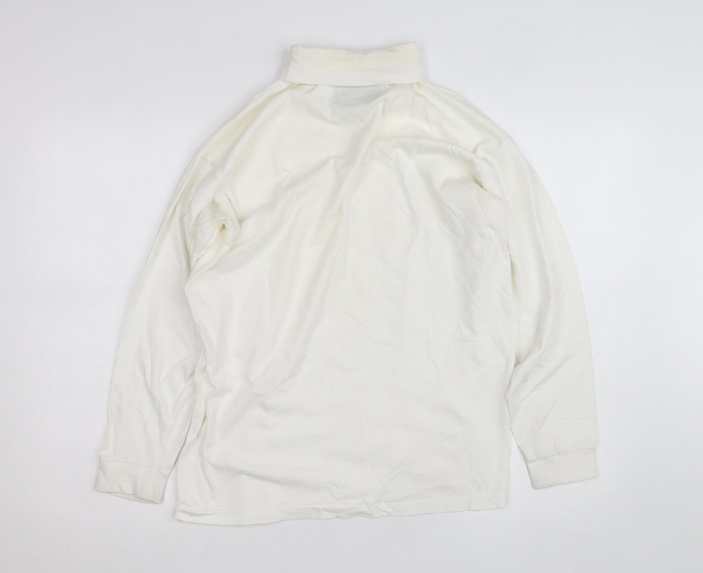 CIQE Mens White Roll Neck Golf Sweatshirt L Long Sleeve Cotton