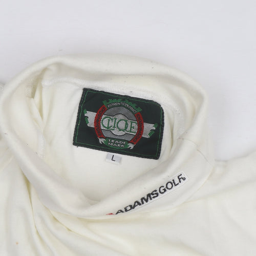 CIQE Mens White Roll Neck Golf Sweatshirt L Long Sleeve Cotton