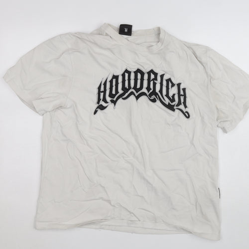 Hoodrich Men's White Graphic Logo T-Shirt Size L