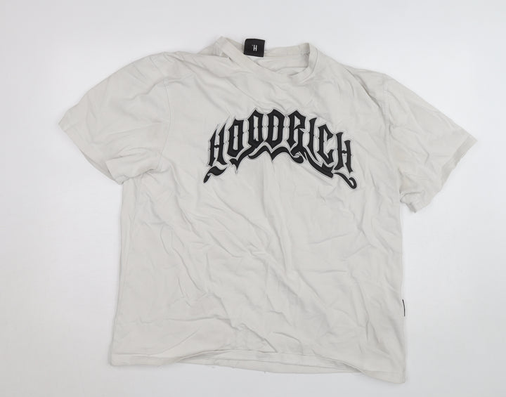 Hoodrich Men's White Graphic Logo T-Shirt Size L