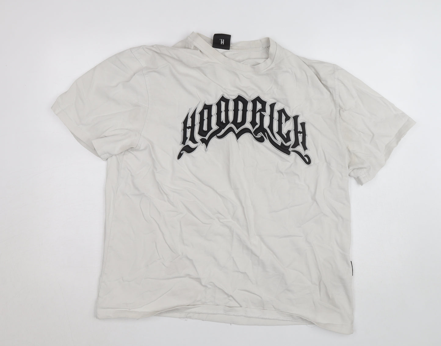 Hoodrich Men's White Graphic Logo T-Shirt Size L