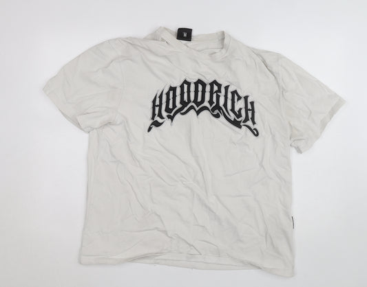 Hoodrich Men's White Graphic Logo T-Shirt Size L