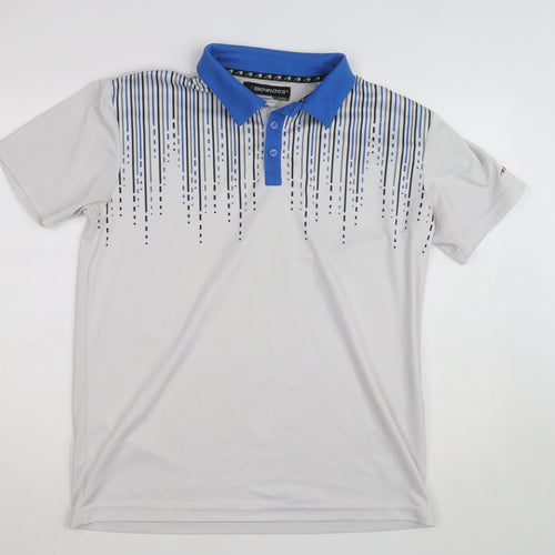 Benross Men's Grey Blue Golf Polo Shirt Size L Quick Dry Activewear