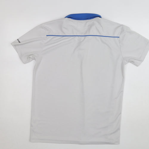 Benross Men's Grey Blue Golf Polo Shirt Size L Quick Dry Activewear