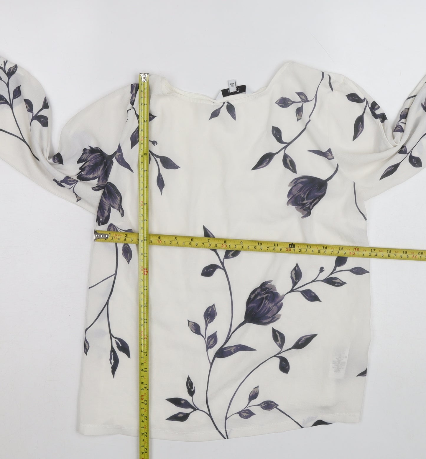Next Women's White Floral 3/4 Sleeve Chiffon Blouse Size 10