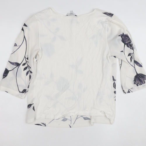 Next Women's White Floral 3/4 Sleeve Chiffon Blouse Size 10