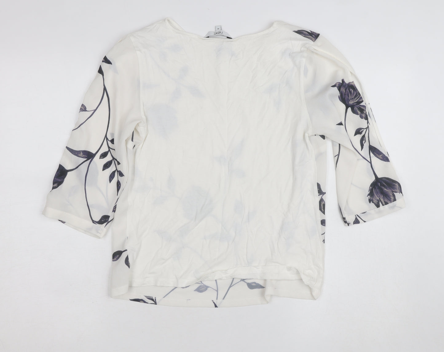 Next Women's White Floral 3/4 Sleeve Chiffon Blouse Size 10