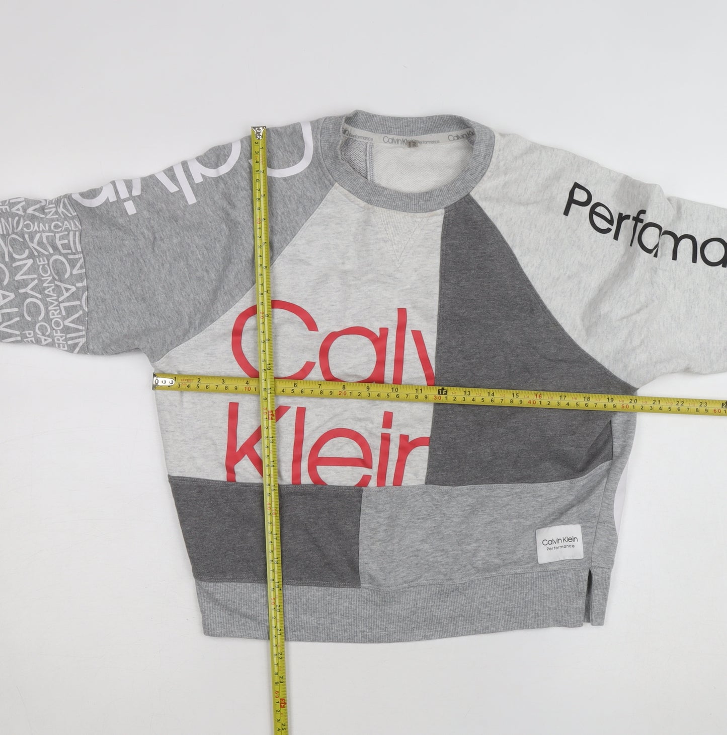 Calvin Klein Performance Women's Grey Colourblock Logo Sweatshirt Size M