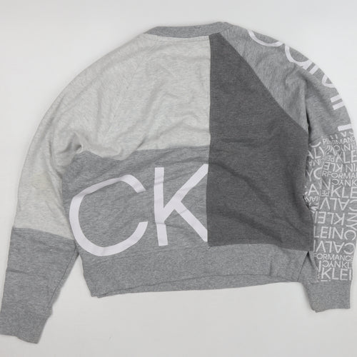 Calvin Klein Performance Women's Grey Colourblock Logo Sweatshirt Size M