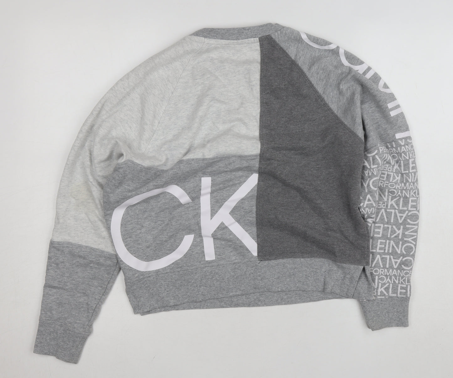 Calvin Klein Performance Women's Grey Colourblock Logo Sweatshirt Size M