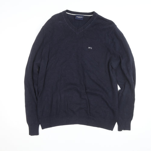 McGregor Men’s Blue V-Neck Cotton Blend Pullover Jumper L