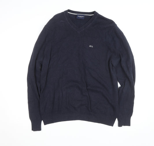 McGregor Men’s Blue V-Neck Cotton Blend Pullover Jumper L
