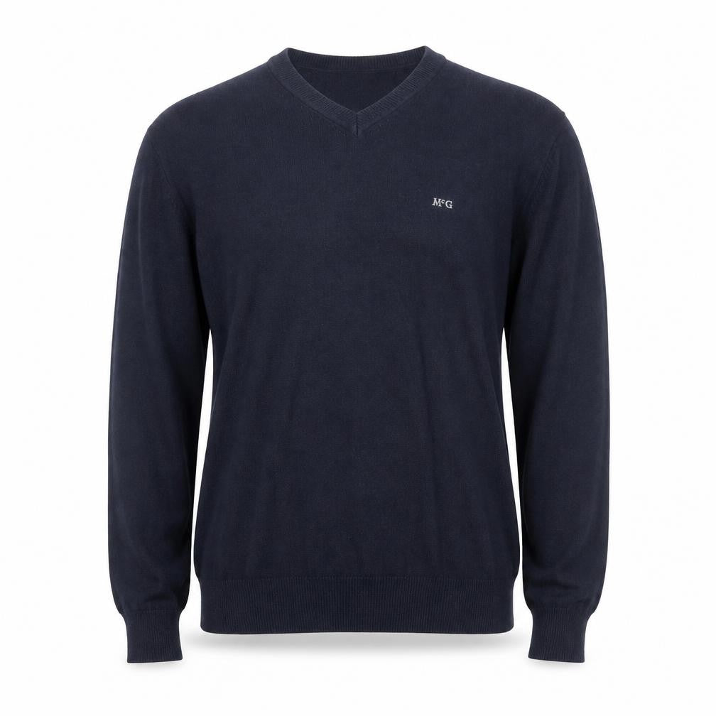 Front view of McGregor Men’s Blue V-Neck Cotton Blend jumper L
