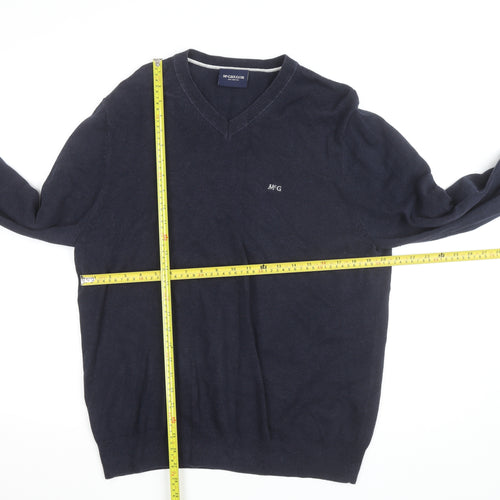McGregor Men’s Blue V-Neck Cotton Blend Pullover Jumper L