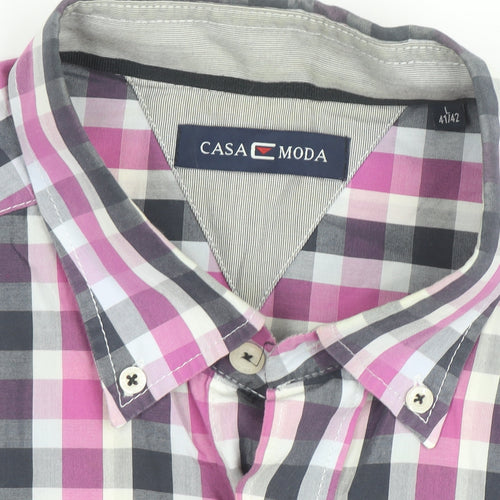 Casa Moda Men's Multicoloured Check Cotton Long Sleeve Shirt Size 16