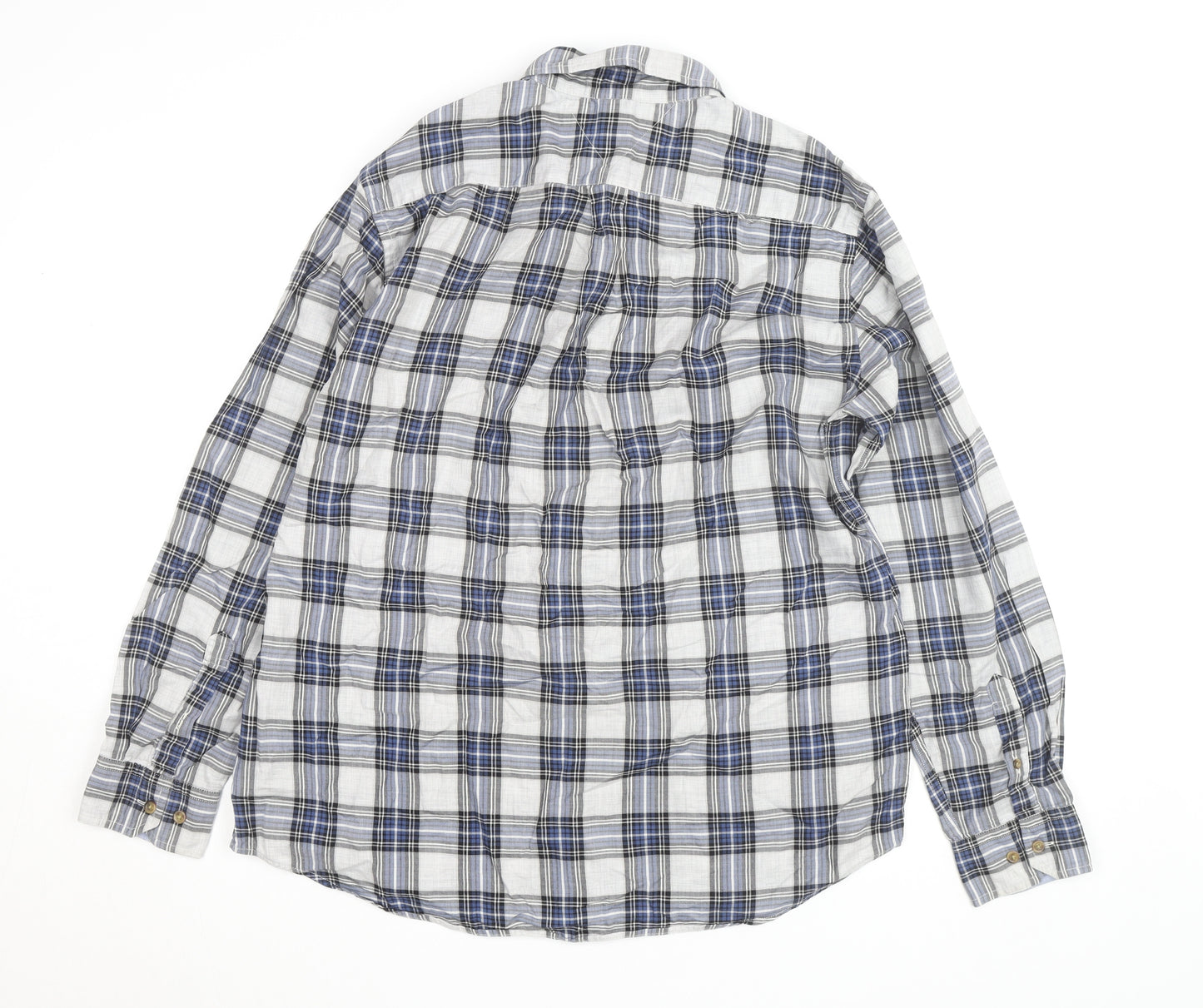 Tommy Hilfiger Men's Blue Plaid Button-Down Long Sleeve Cotton Shirt L