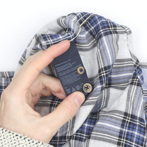 Tommy Hilfiger Men's Blue Plaid Button-Down Long Sleeve Cotton Shirt L